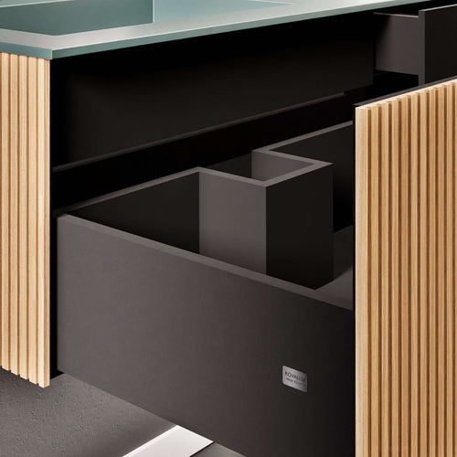 Fluvia Single Right Wall Set – Corian® Sink & Countertop with 1 Main Drawer & Concealed Inner Drawer - ROVALUX