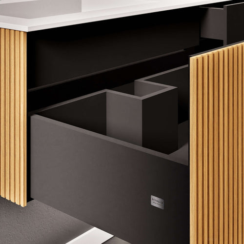 Fluvia Single Right Wall Set – Corian® Sink & Countertop with 1 Main Drawer & Concealed Inner Drawer - ROVALUX