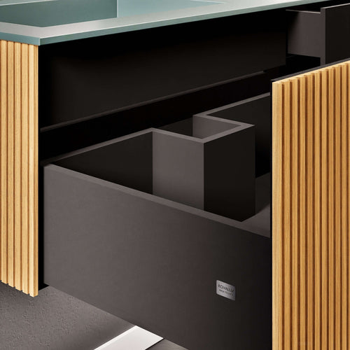 Fluvia Single Right Wall Set – Corian® Sink & Countertop with 1 Main Drawer & Concealed Inner Drawer - ROVALUX