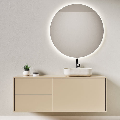 LINEA Frame - Top mounted single sink basin unit & 1 Drawer - 2 Stacked Side Drawers vanity unit - ROVALUX