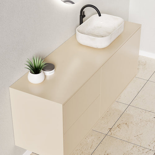 LINEA Frame - Top mounted single sink basin unit & 1 Drawer - 2 Stacked Side Drawers vanity unit - ROVALUX