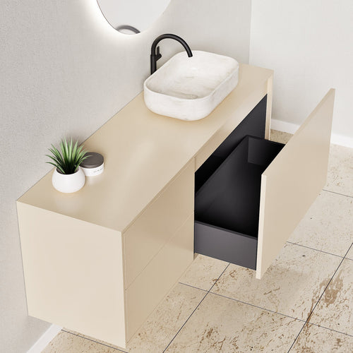 LINEA Frame - Top mounted single sink basin unit & 1 Drawer - 2 Stacked Side Drawers vanity unit - ROVALUX