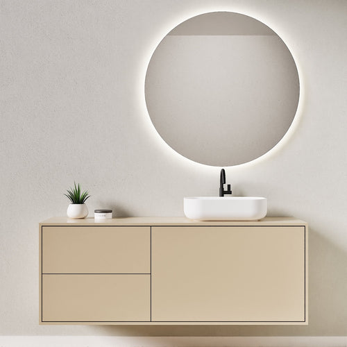 LINEA Frame - Top mounted single sink basin unit & 1 Drawer - 2 Stacked Side Drawers vanity unit - ROVALUX