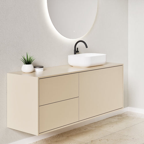 LINEA Frame - Top mounted single sink basin unit & 1 Drawer - 2 Stacked Side Drawers vanity unit - ROVALUX