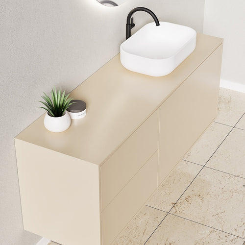 LINEA Frame - Top mounted single sink basin unit & 1 Drawer - 2 Stacked Side Drawers vanity unit - ROVALUX