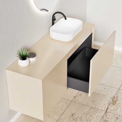LINEA Frame - Top mounted single sink basin unit & 1 Drawer - 2 Stacked Side Drawers vanity unit - ROVALUX
