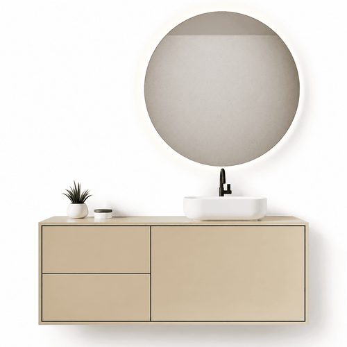 LINEA Frame - Top mounted single sink basin unit & 1 Drawer - 2 Stacked Side Drawers vanity unit - ROVALUX
