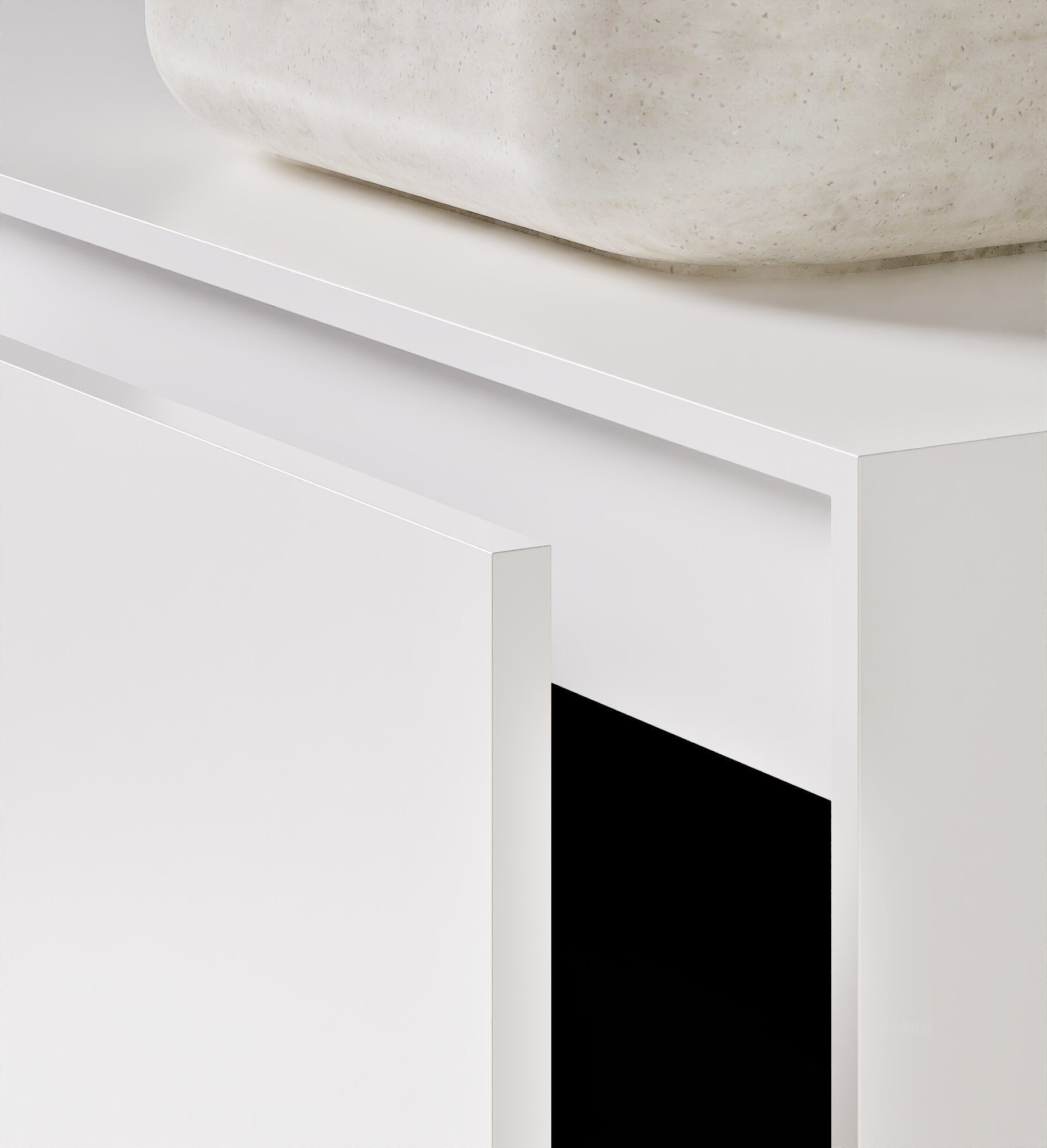 LINEA Frame - Top mounted single sink basin unit & 1 Drawer - 2 Stacked Side Drawers vanity unit - ROVALUX