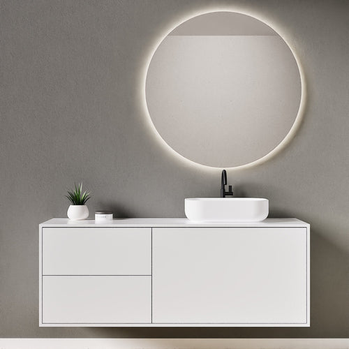 LINEA Frame - Top mounted single sink basin unit & 1 Drawer - 2 Stacked Side Drawers vanity unit - ROVALUX