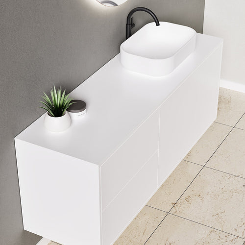 LINEA Frame - Top mounted single sink basin unit & 1 Drawer - 2 Stacked Side Drawers vanity unit - ROVALUX