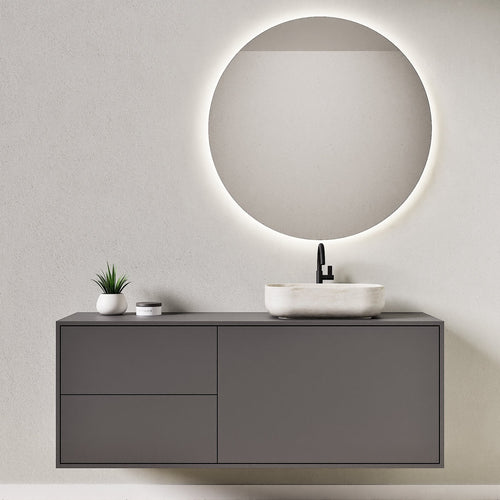 LINEA Frame - Top mounted single sink basin unit & 1 Drawer - 2 Stacked Side Drawers vanity unit - ROVALUX