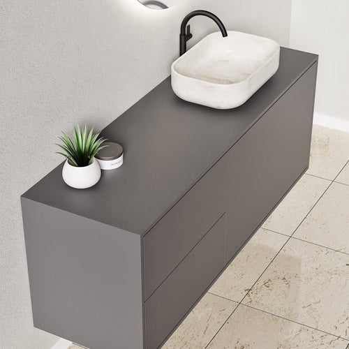 LINEA Frame - Top mounted single sink basin unit & 1 Drawer - 2 Stacked Side Drawers vanity unit - ROVALUX