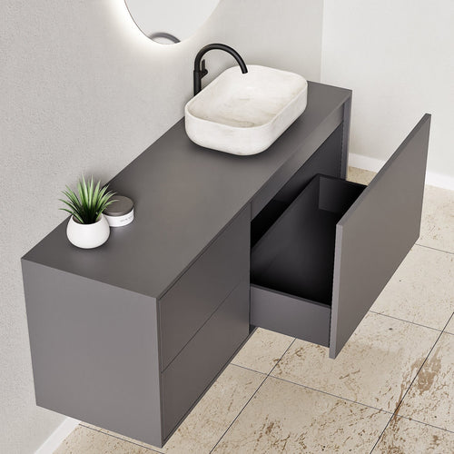 LINEA Frame - Top mounted single sink basin unit & 1 Drawer - 2 Stacked Side Drawers vanity unit - ROVALUX
