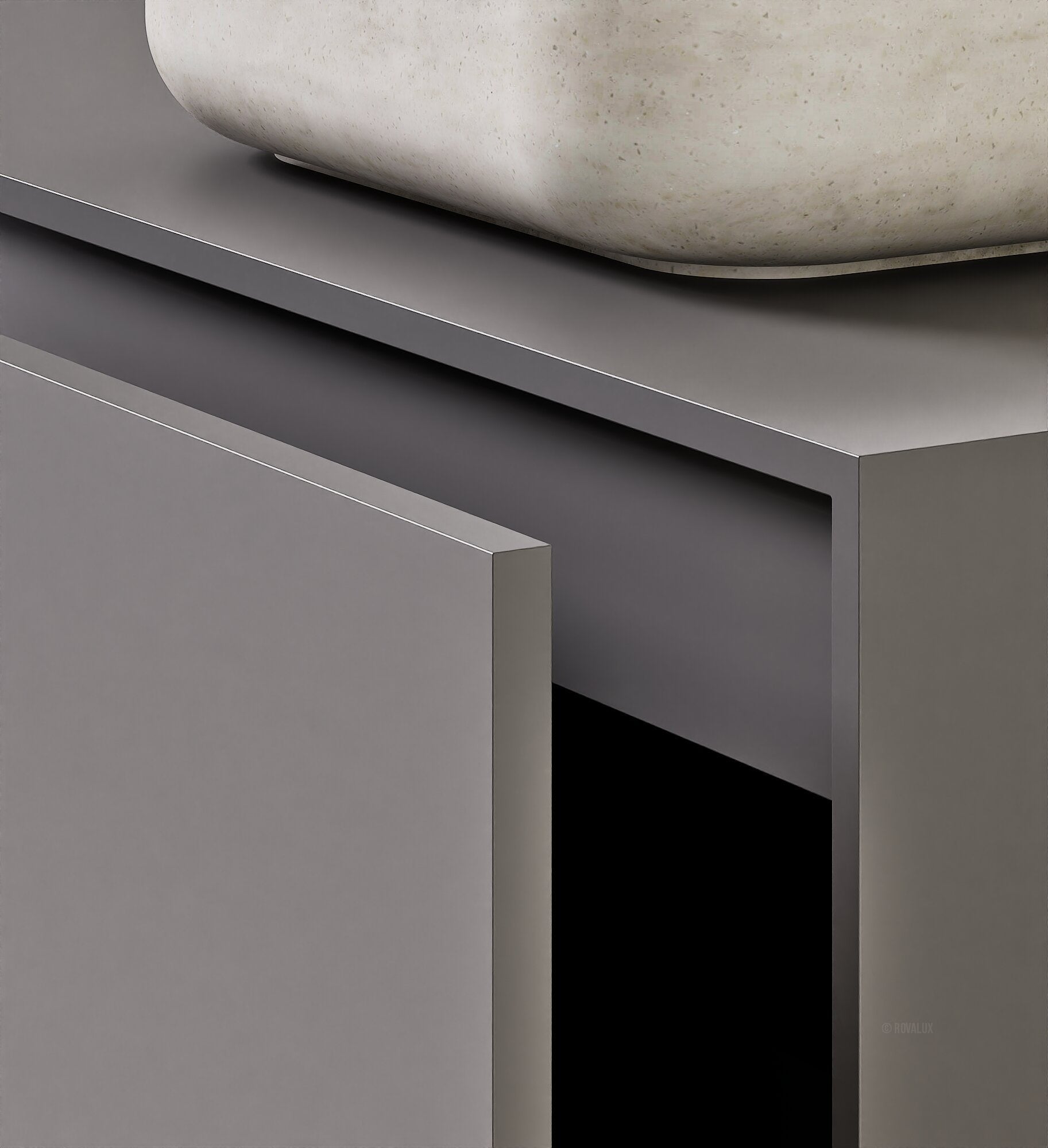 LINEA Frame - Top mounted single sink basin unit & 1 Drawer - 2 Stacked Side Drawers vanity unit - ROVALUX