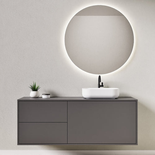 LINEA Frame - Top mounted single sink basin unit & 1 Drawer - 2 Stacked Side Drawers vanity unit - ROVALUX