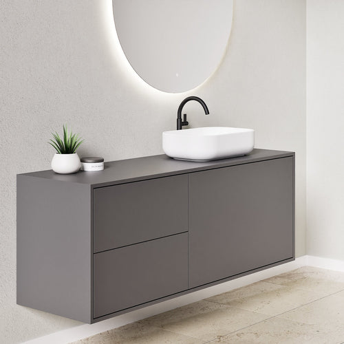 LINEA Frame - Top mounted single sink basin unit & 1 Drawer - 2 Stacked Side Drawers vanity unit - ROVALUX