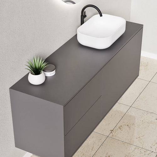 LINEA Frame - Top mounted single sink basin unit & 1 Drawer - 2 Stacked Side Drawers vanity unit - ROVALUX