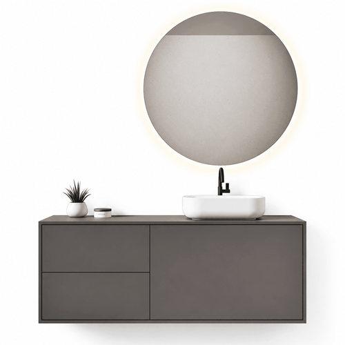 LINEA Frame - Top mounted single sink basin unit & 1 Drawer - 2 Stacked Side Drawers vanity unit - ROVALUX