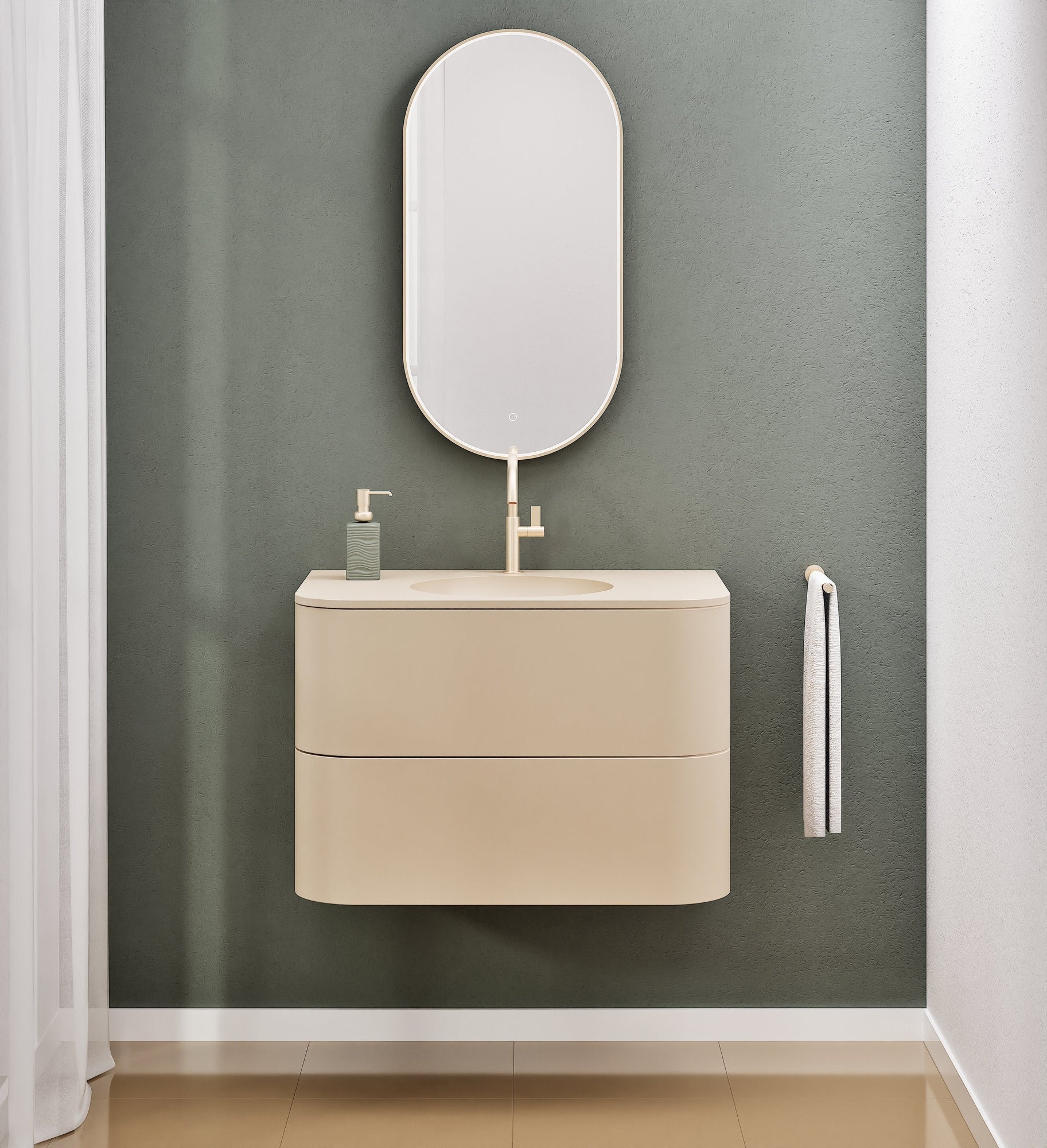 Serenia Flow Single Set - Corian® Sink & Countertop with 2 Drawers - ROVALUX