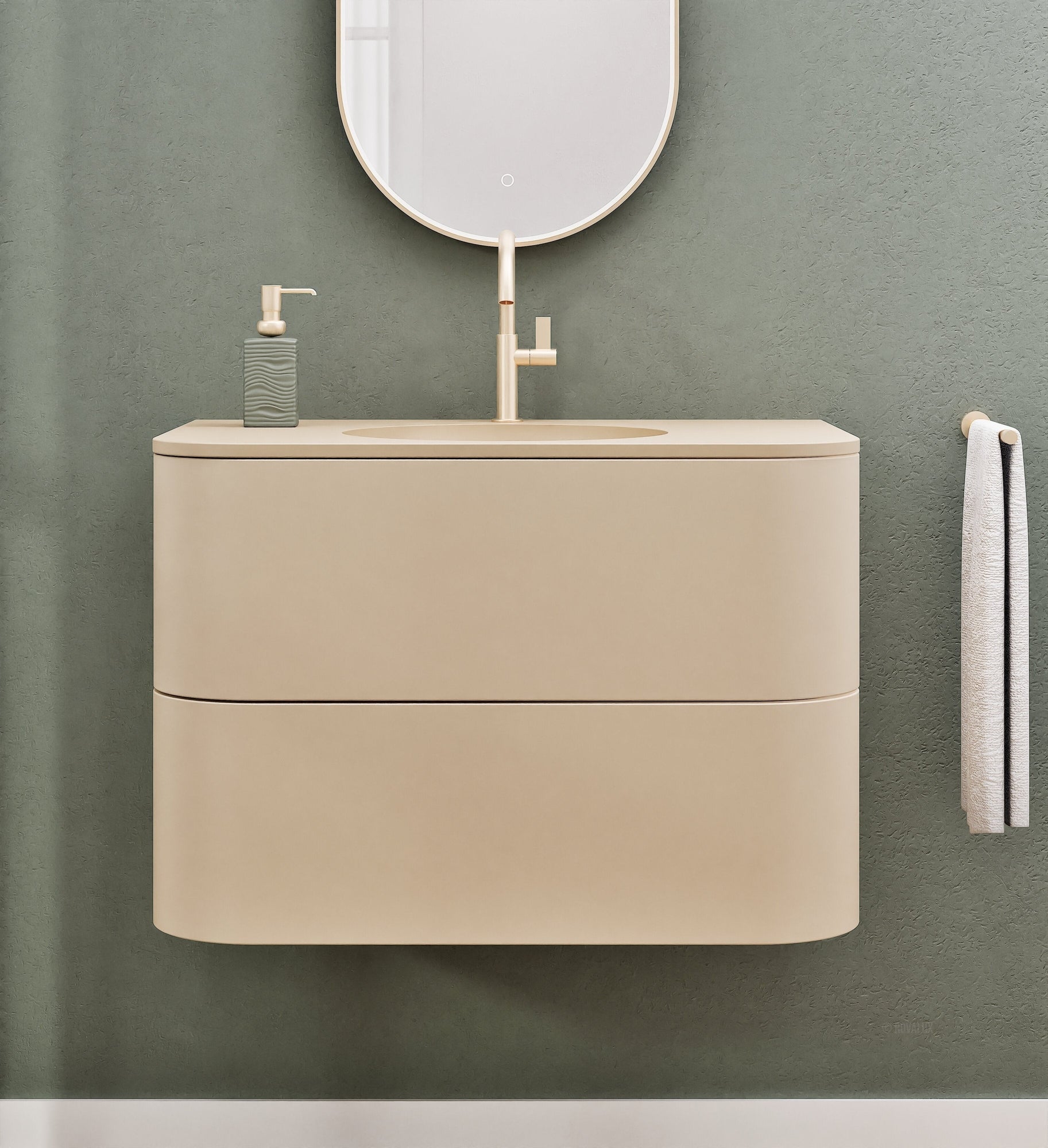 Serenia Flow Single Set - Corian® Sink & Countertop with 2 Drawers - ROVALUX