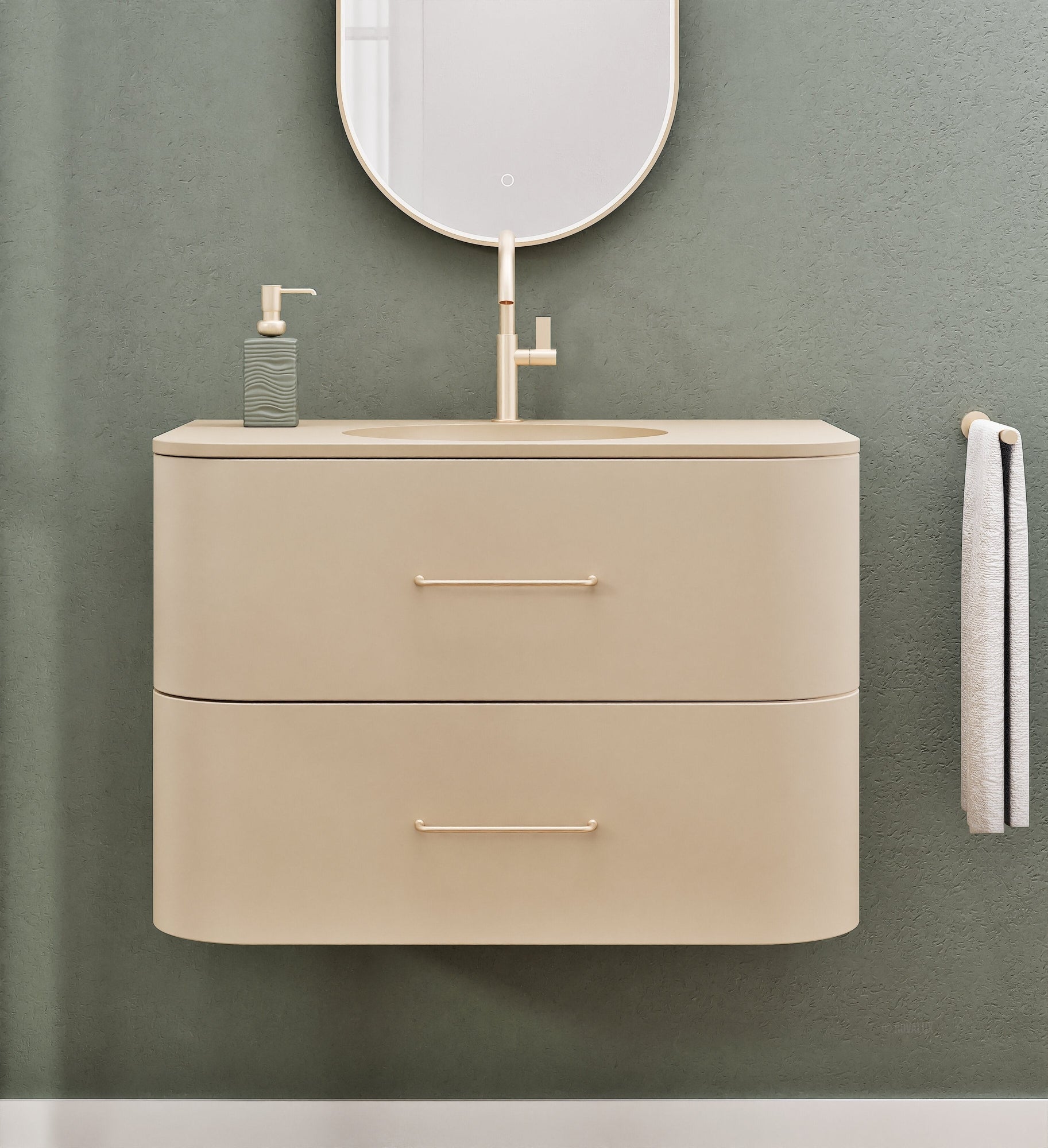 Serenia Flow Single Set - Corian® Sink & Countertop with 2 Drawers - ROVALUX