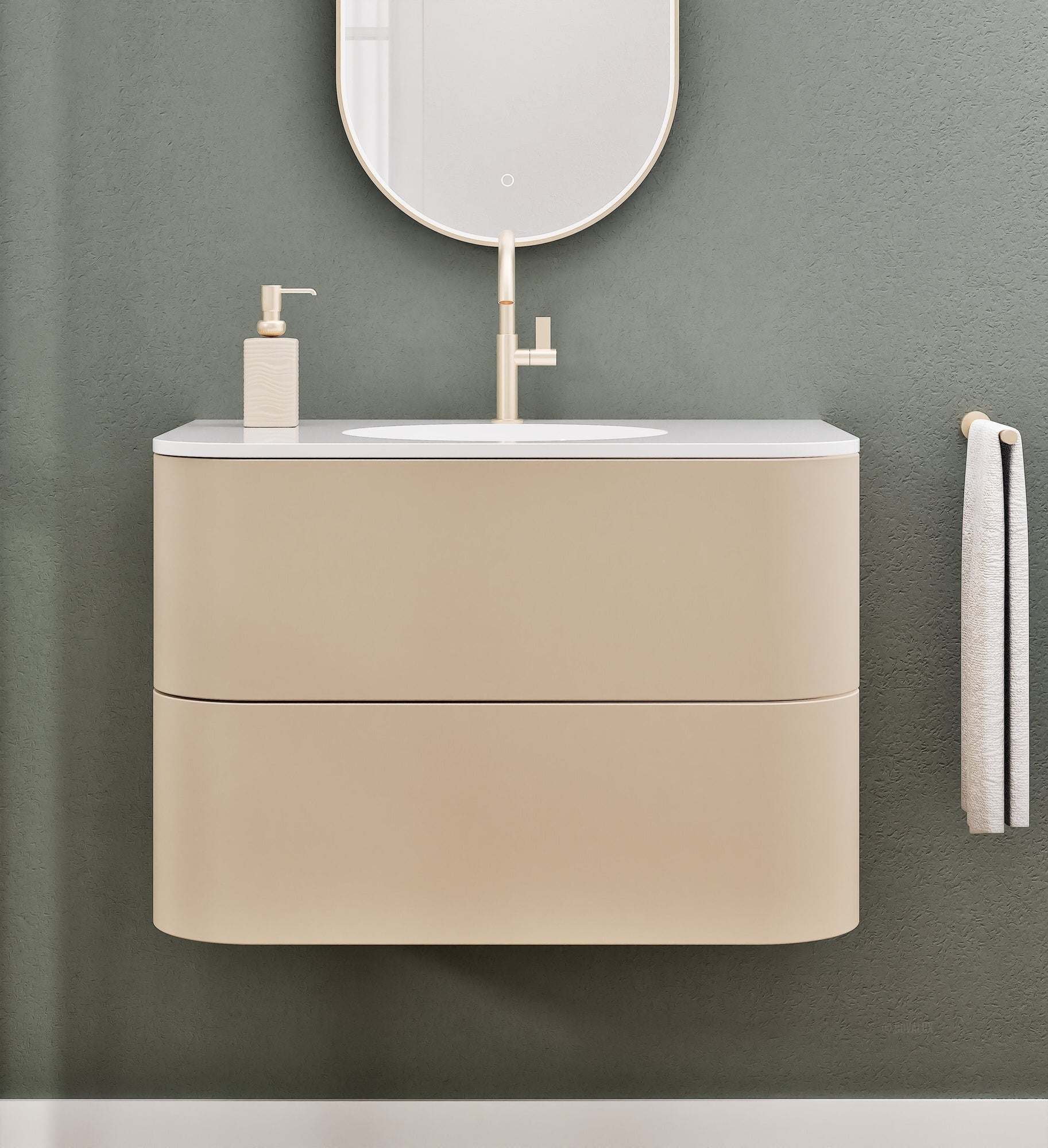 Serenia Flow Single Set - Corian® Sink & Countertop with 2 Drawers - ROVALUX