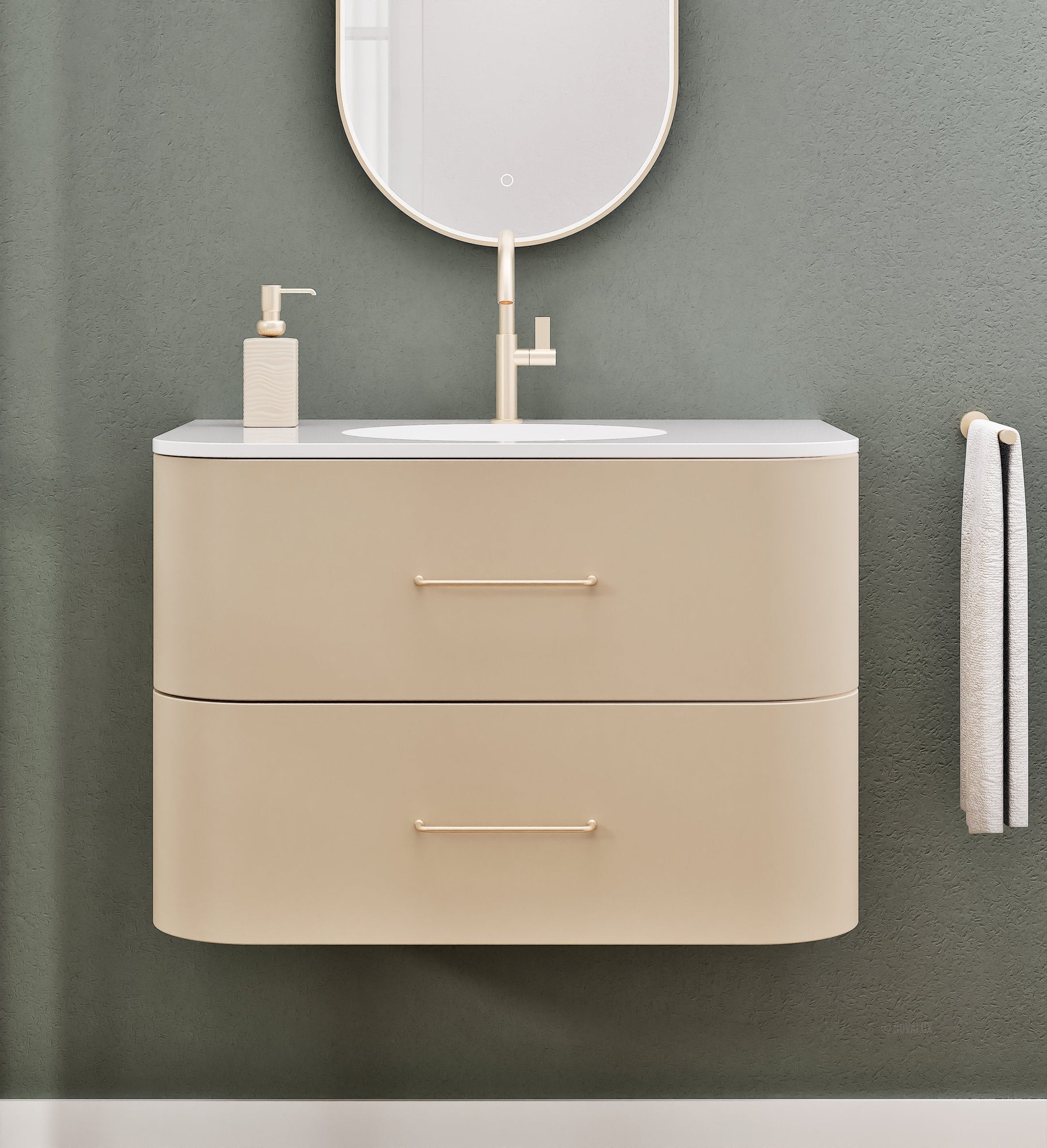 Serenia Flow Single Set - Corian® Sink & Countertop with 2 Drawers - ROVALUX