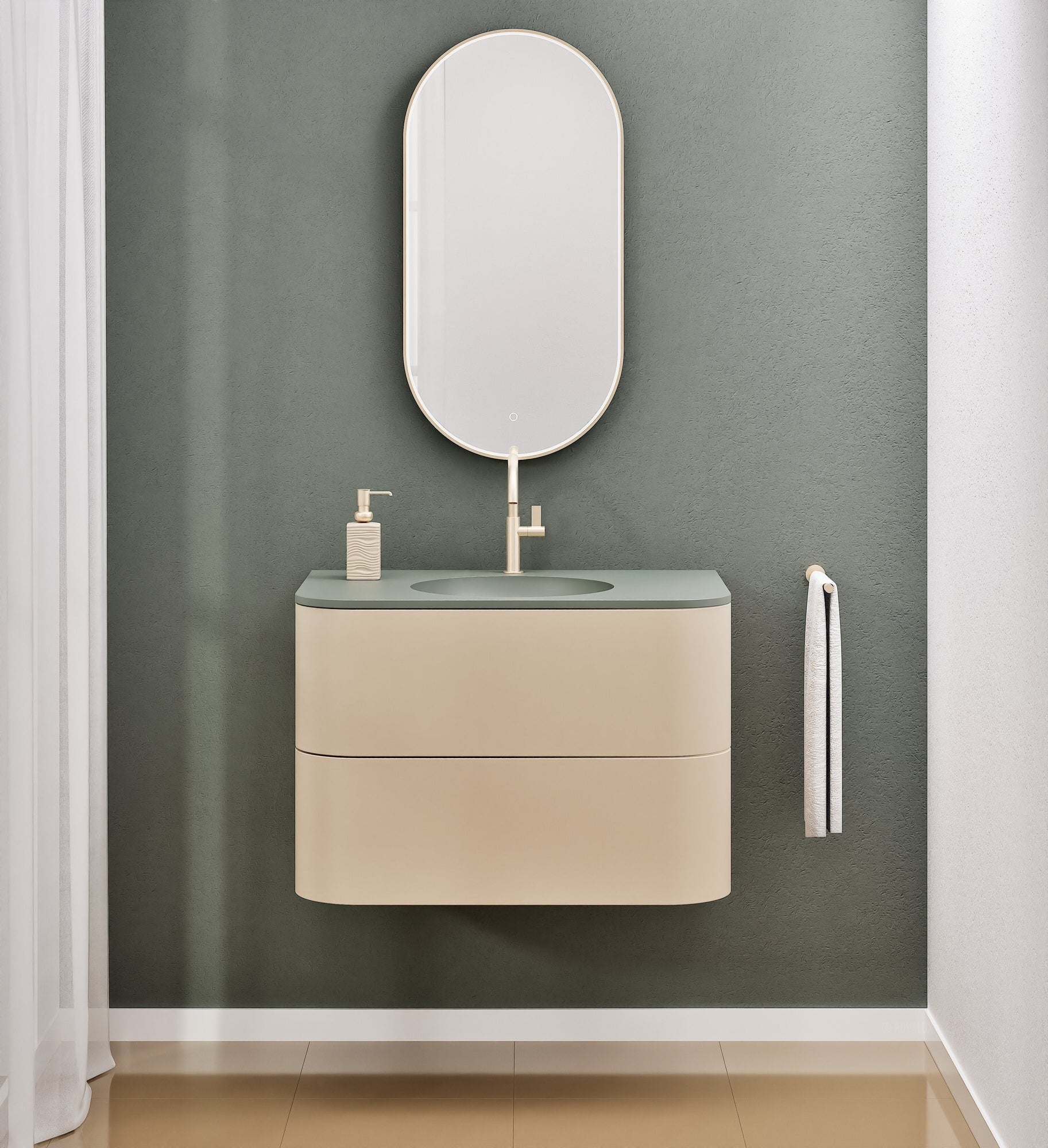 Serenia Flow Single Set - Corian® Sink & Countertop with 2 Drawers - ROVALUX
