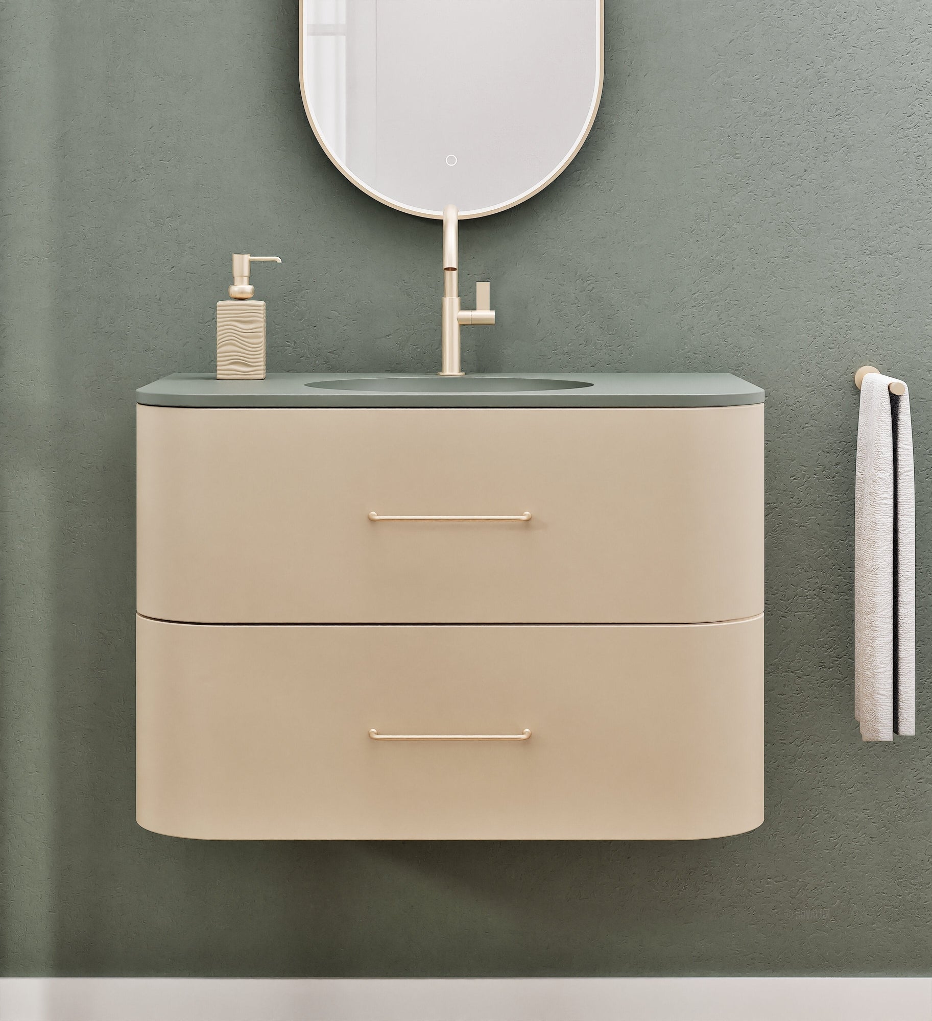 Serenia Flow Single Set - Corian® Sink & Countertop with 2 Drawers - ROVALUX