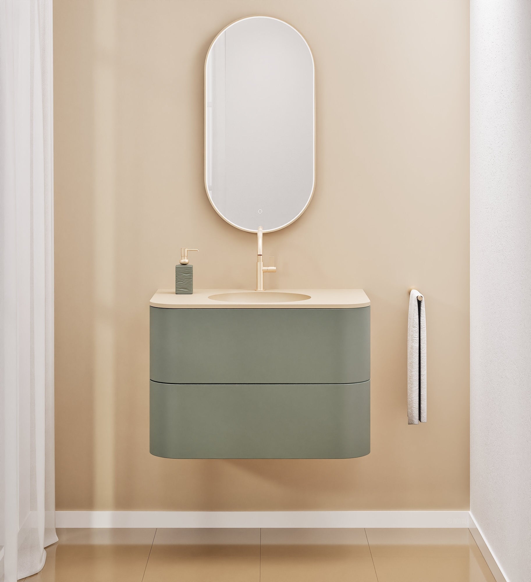 Serenia Flow Single Set - Corian® Sink & Countertop with 2 Drawers - ROVALUX