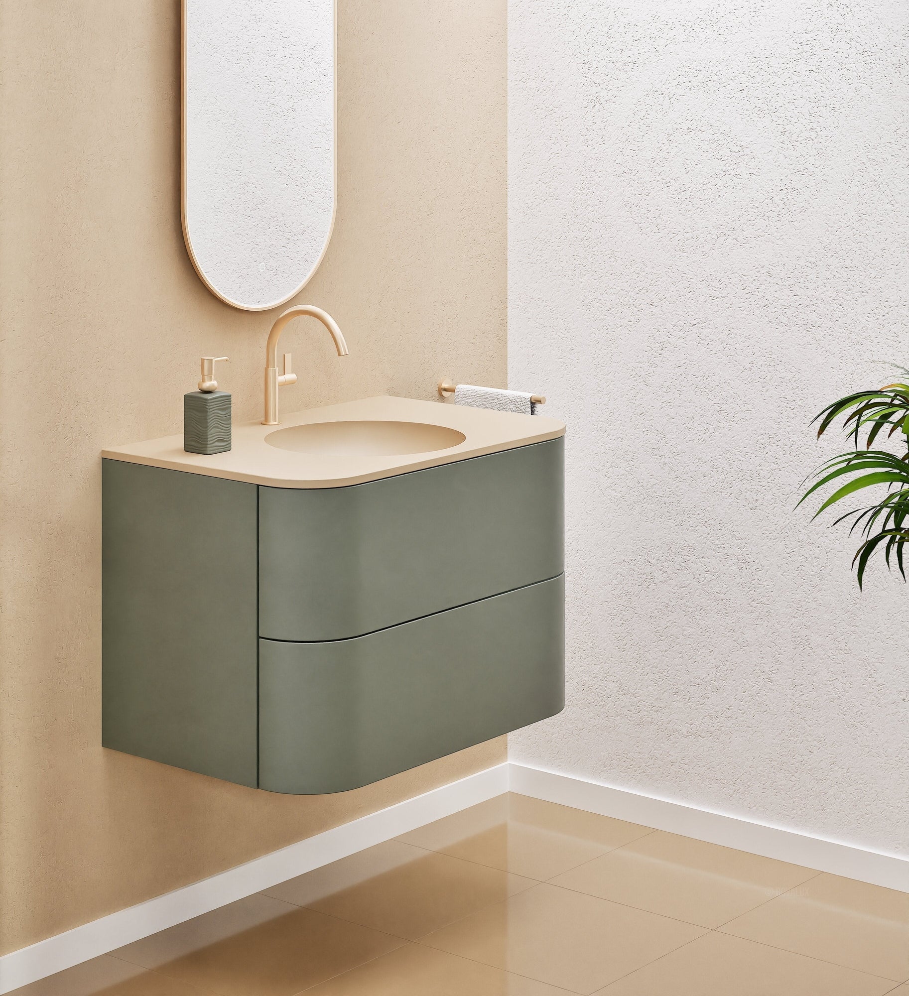 Serenia Flow Single Set - Corian® Sink & Countertop with 2 Drawers - ROVALUX