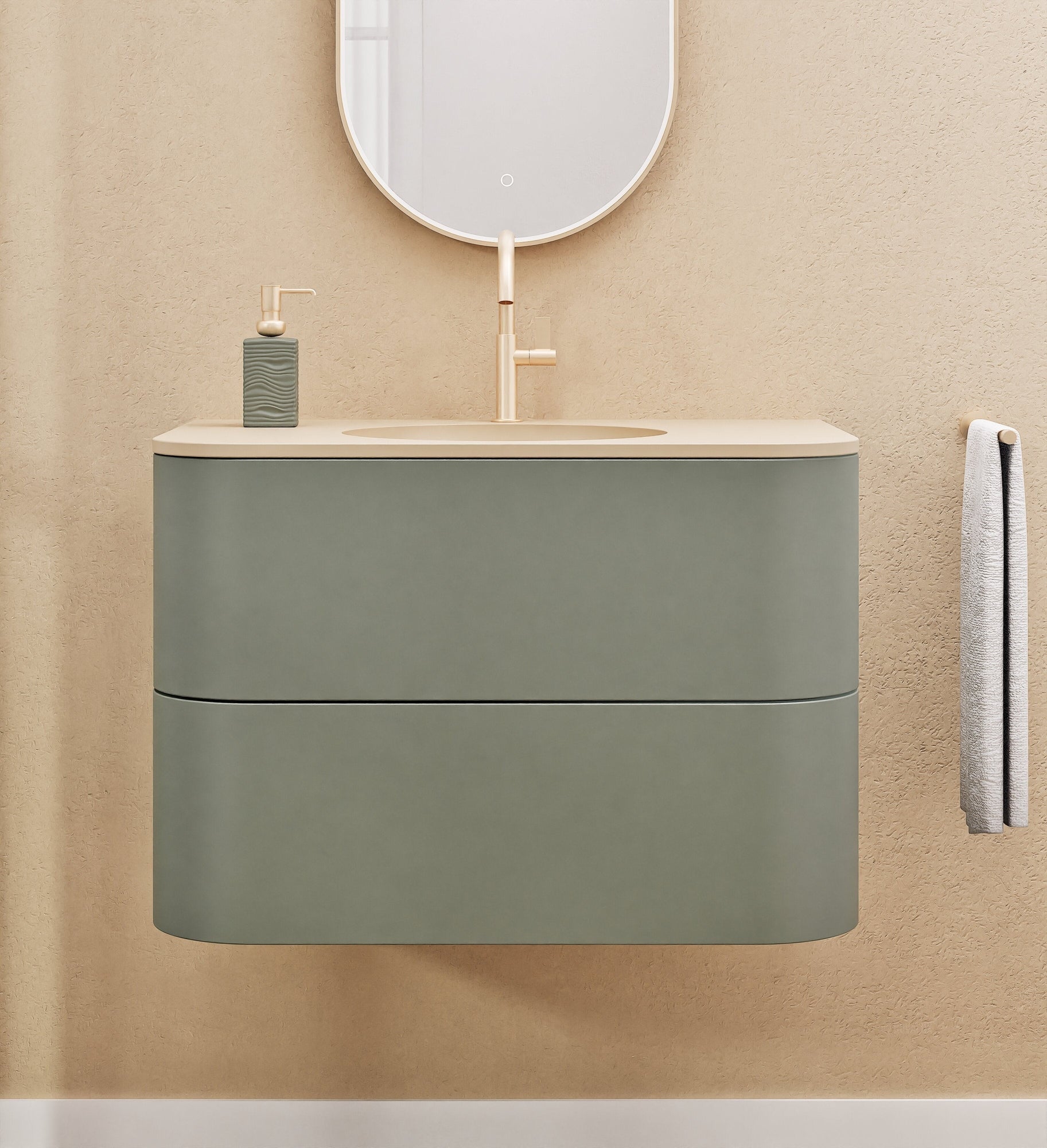 Serenia Flow Single Set - Corian® Sink & Countertop with 2 Drawers - ROVALUX