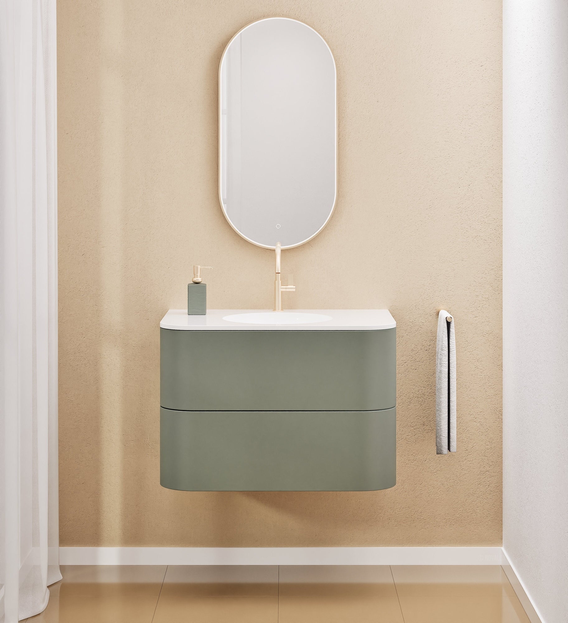 Serenia Flow Single Set - Corian® Sink & Countertop with 2 Drawers - ROVALUX