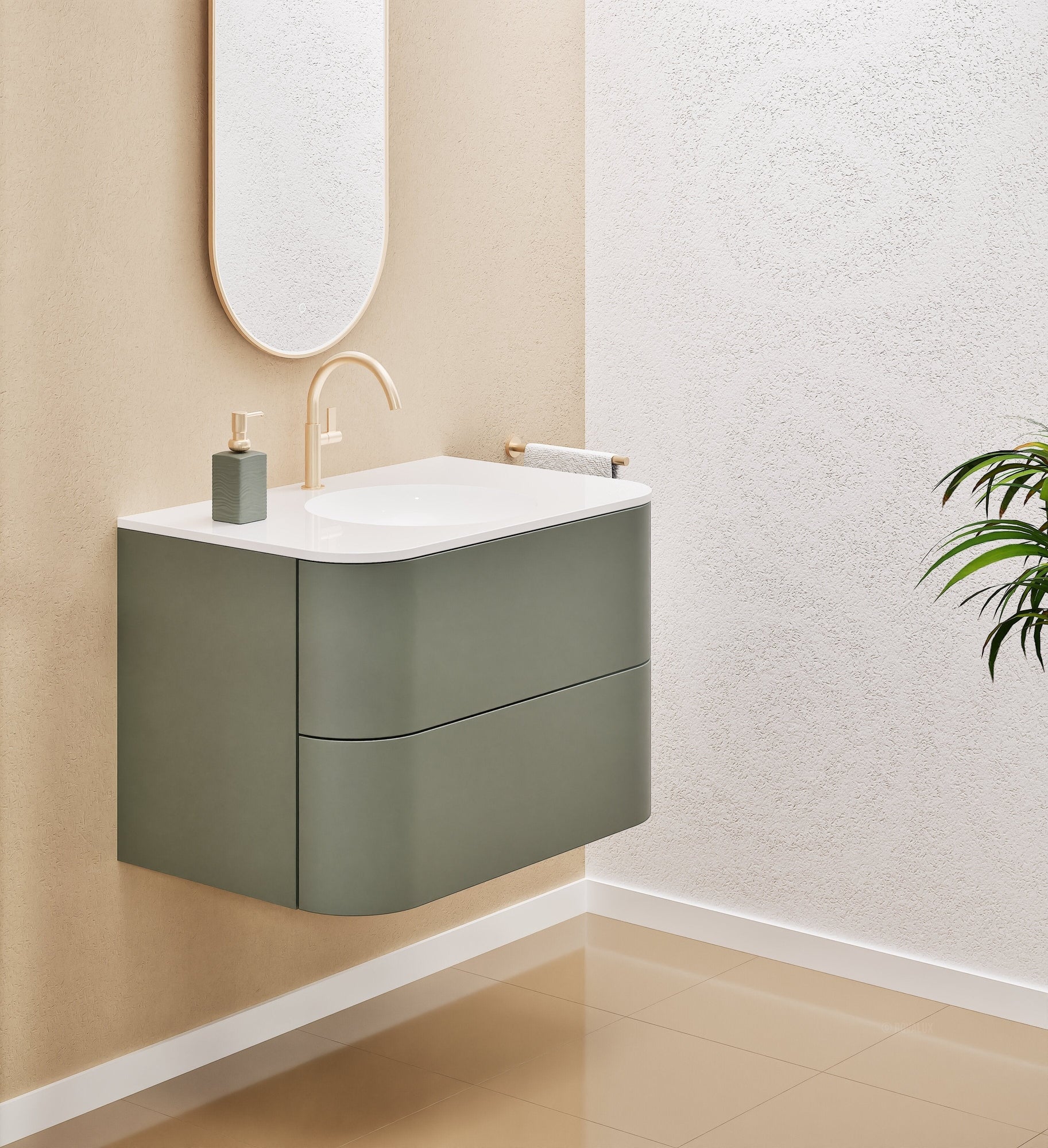 Serenia Flow Single Set - Corian® Sink & Countertop with 2 Drawers - ROVALUX