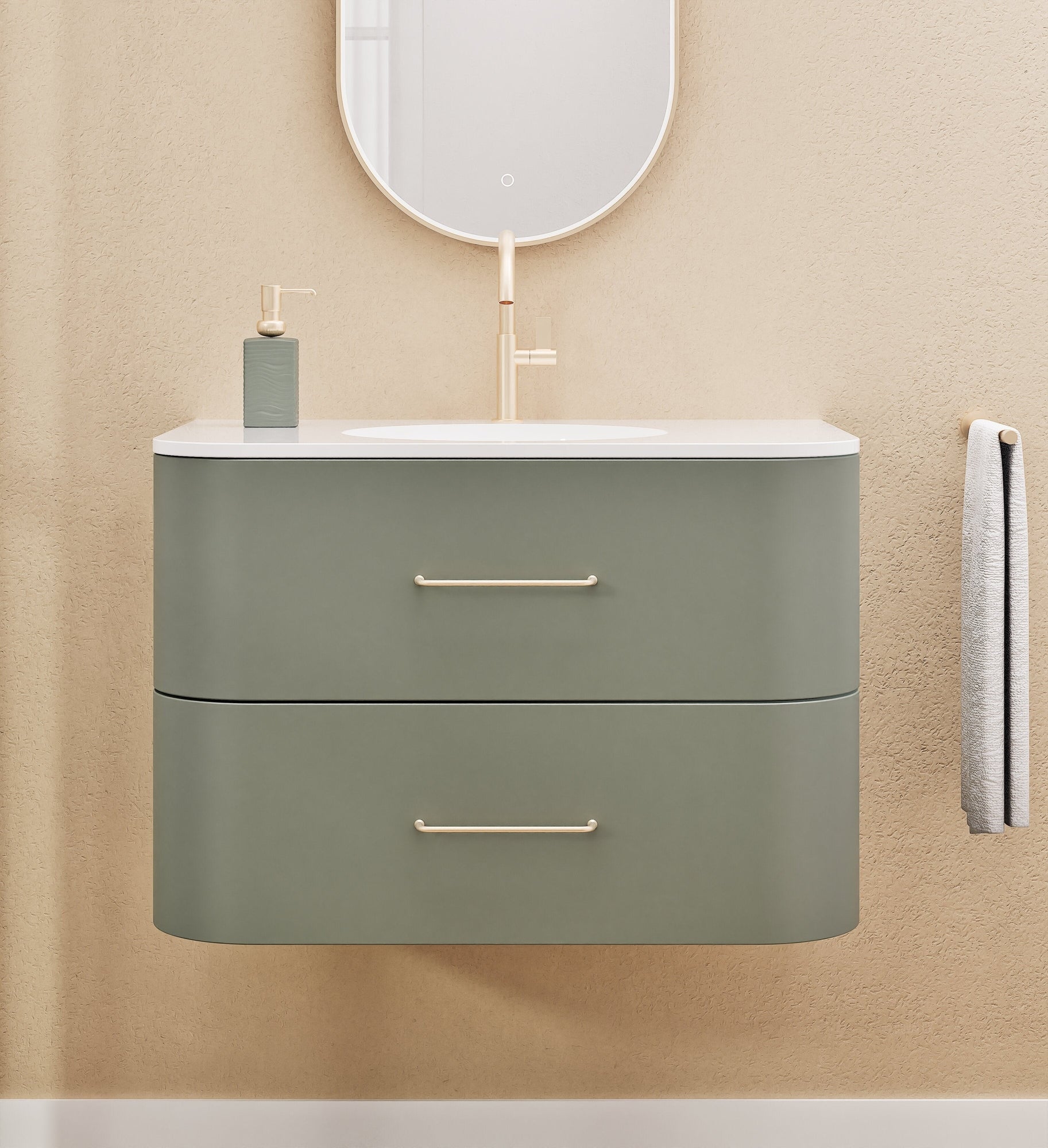 Serenia Flow Single Set - Corian® Sink & Countertop with 2 Drawers - ROVALUX