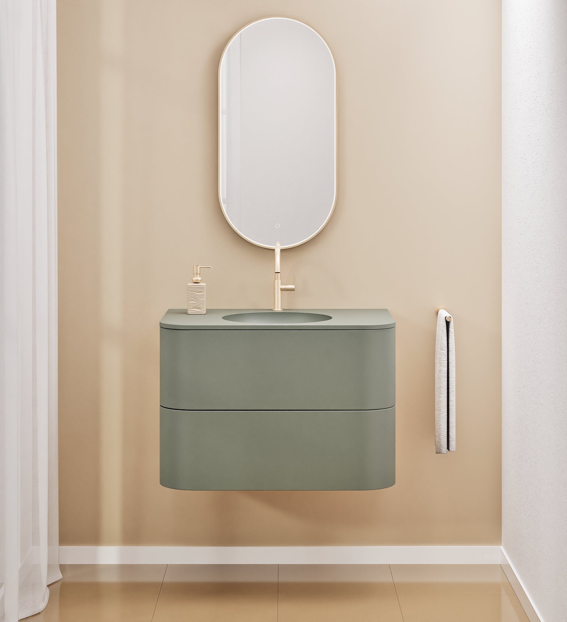 Serenia Flow Single Set - Corian® Sink & Countertop with 2 Drawers - ROVALUX