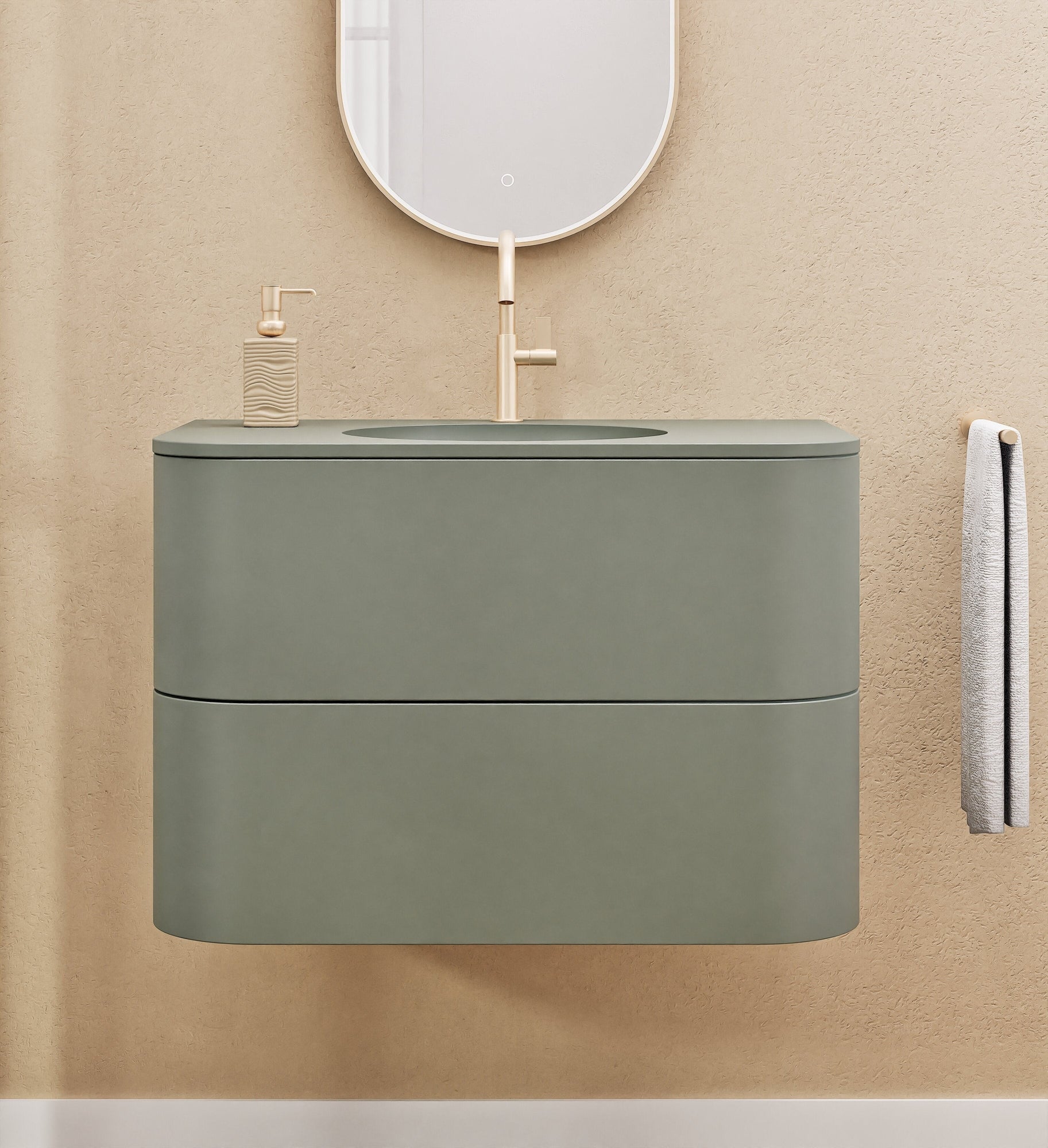 Serenia Flow Single Set - Corian® Sink & Countertop with 2 Drawers - ROVALUX