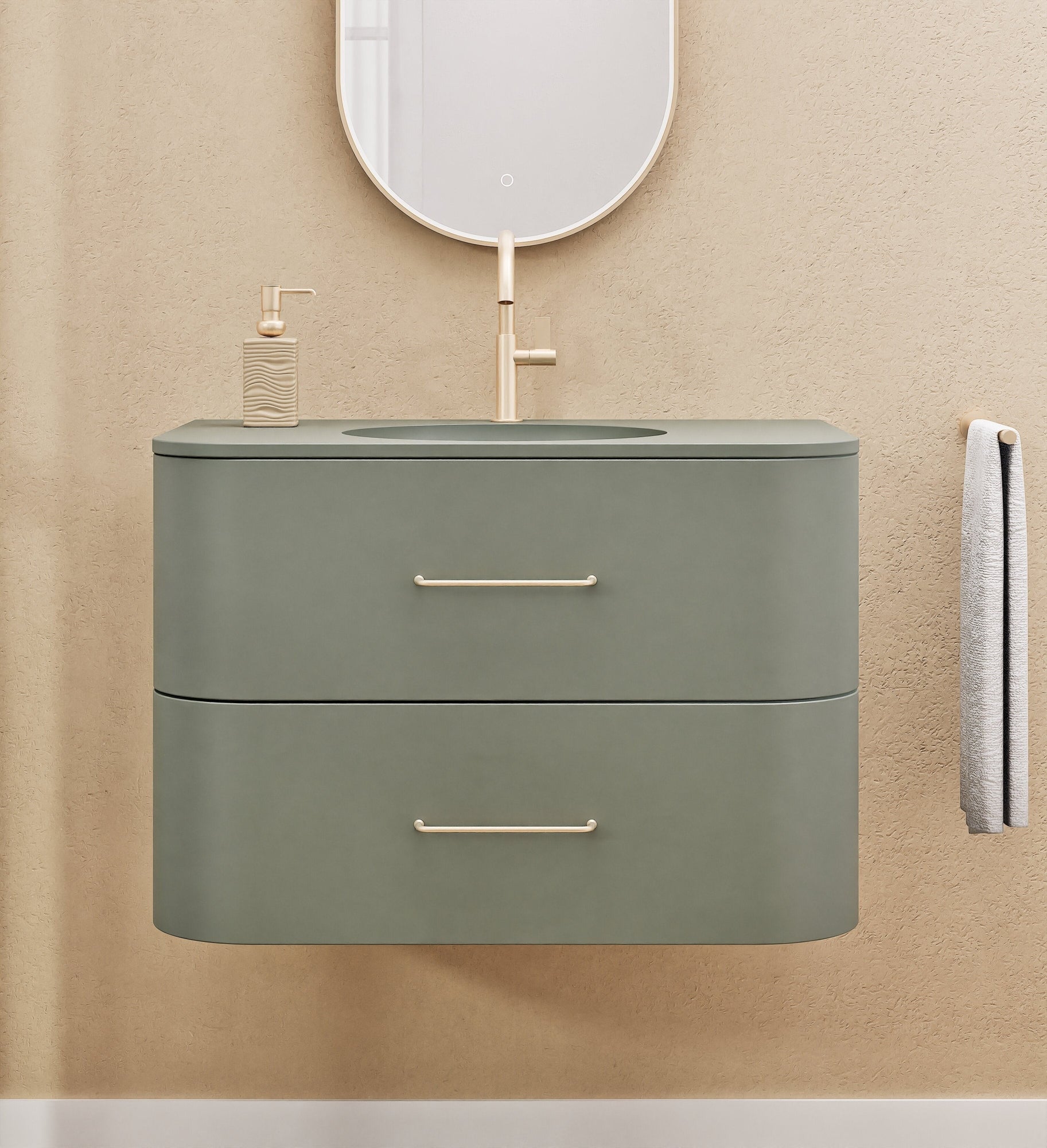 Serenia Flow Single Set - Corian® Sink & Countertop with 2 Drawers - ROVALUX