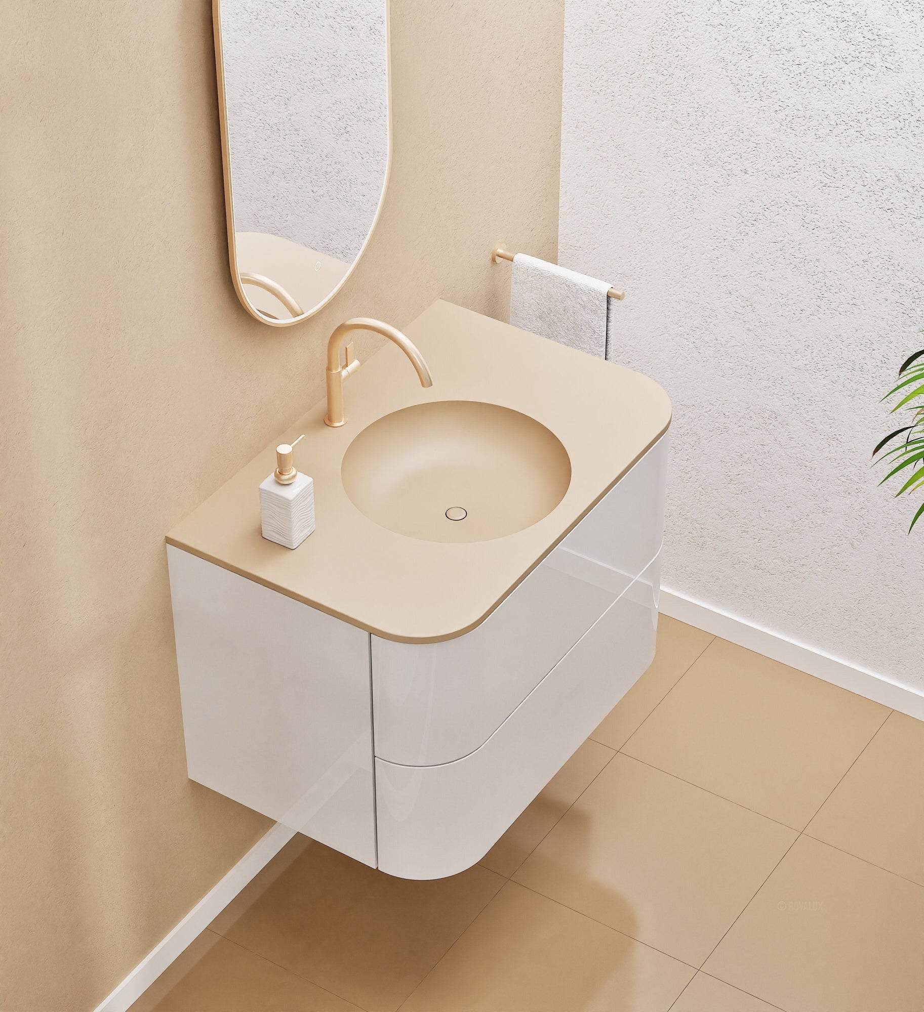 Serenia Flow Single Set - Corian® Sink & Countertop with 2 Drawers - ROVALUX