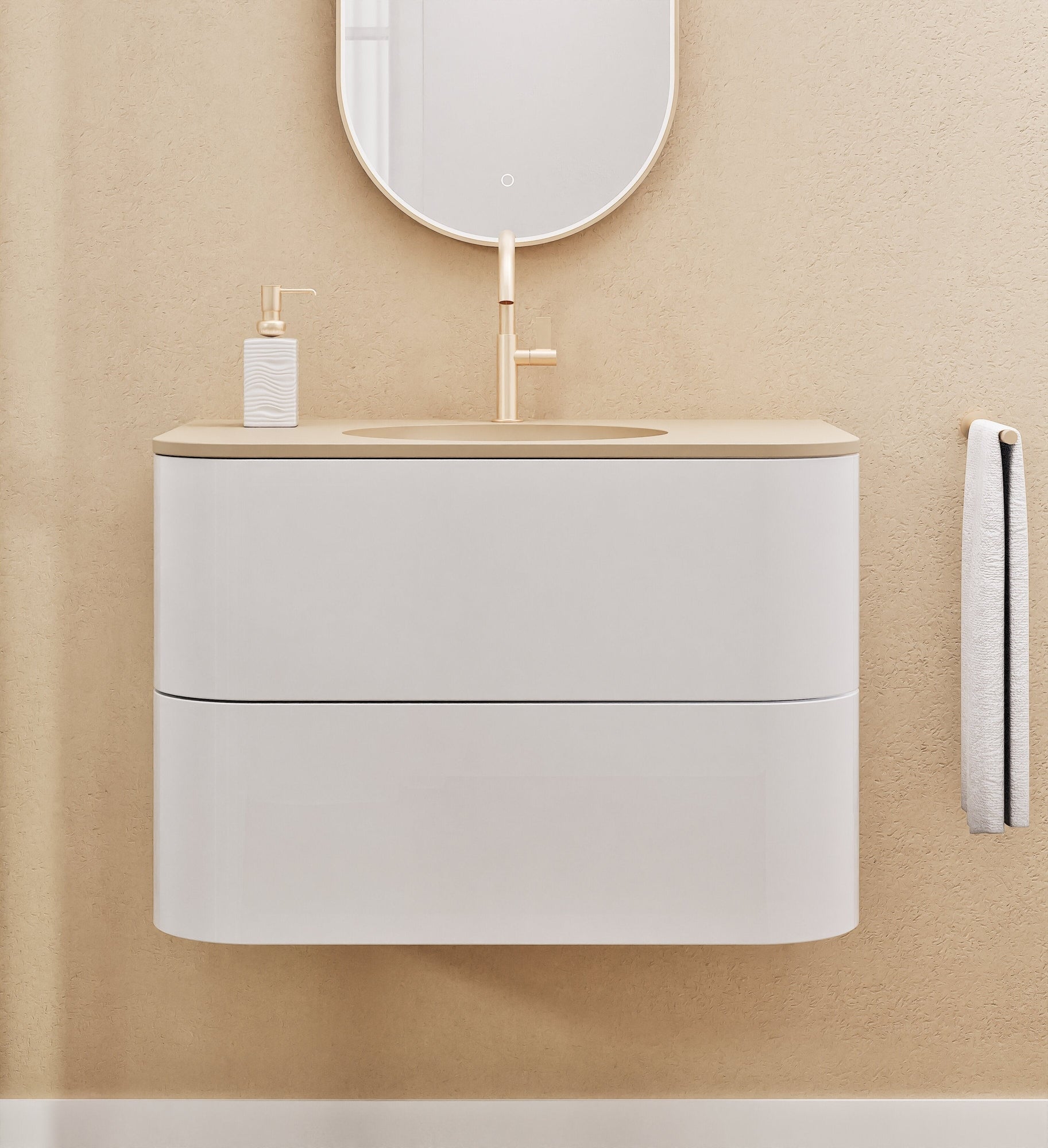 Serenia Flow Single Set - Corian® Sink & Countertop with 2 Drawers - ROVALUX