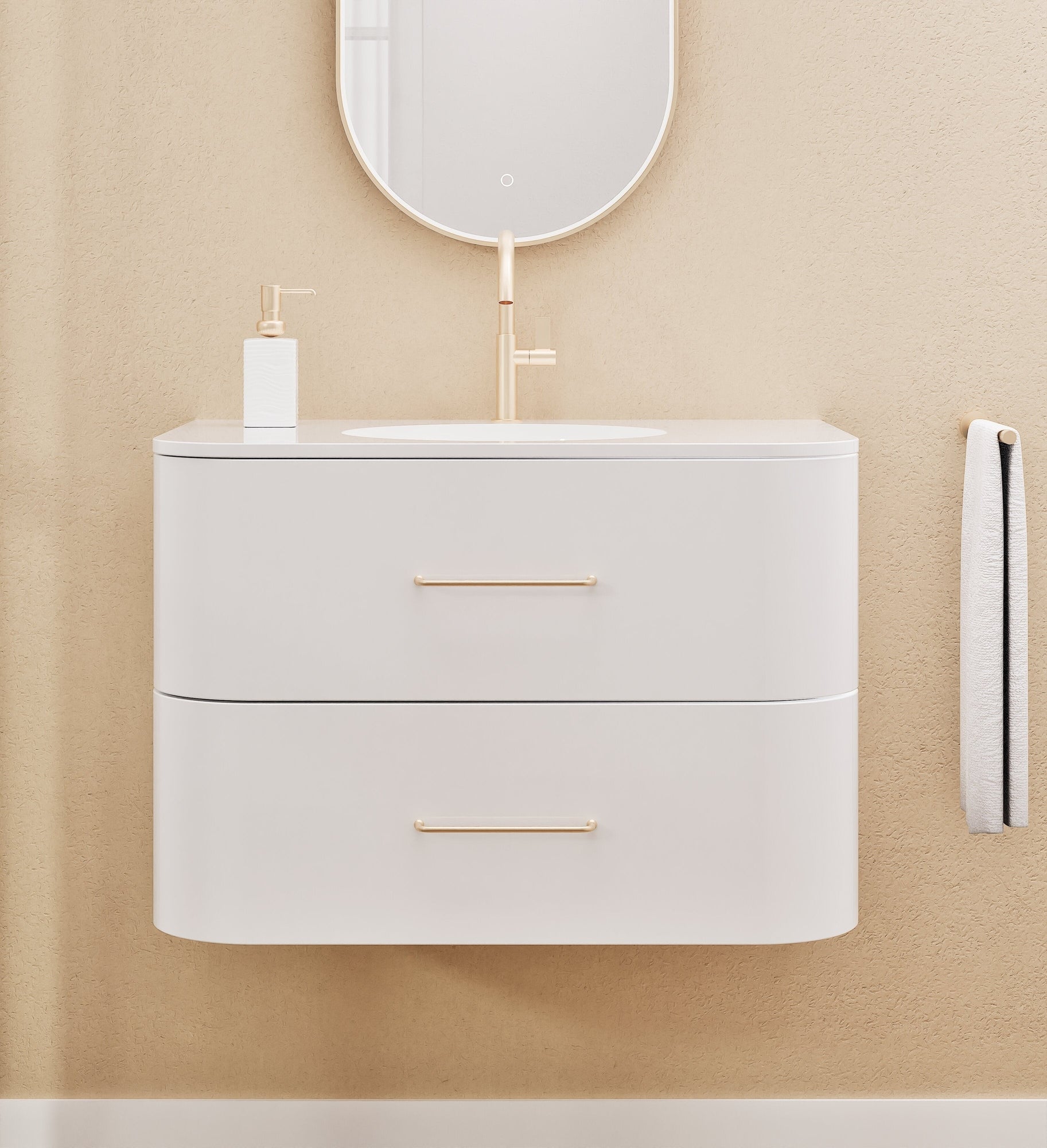 Serenia Flow Single Set - Corian® Sink & Countertop with 2 Drawers - ROVALUX