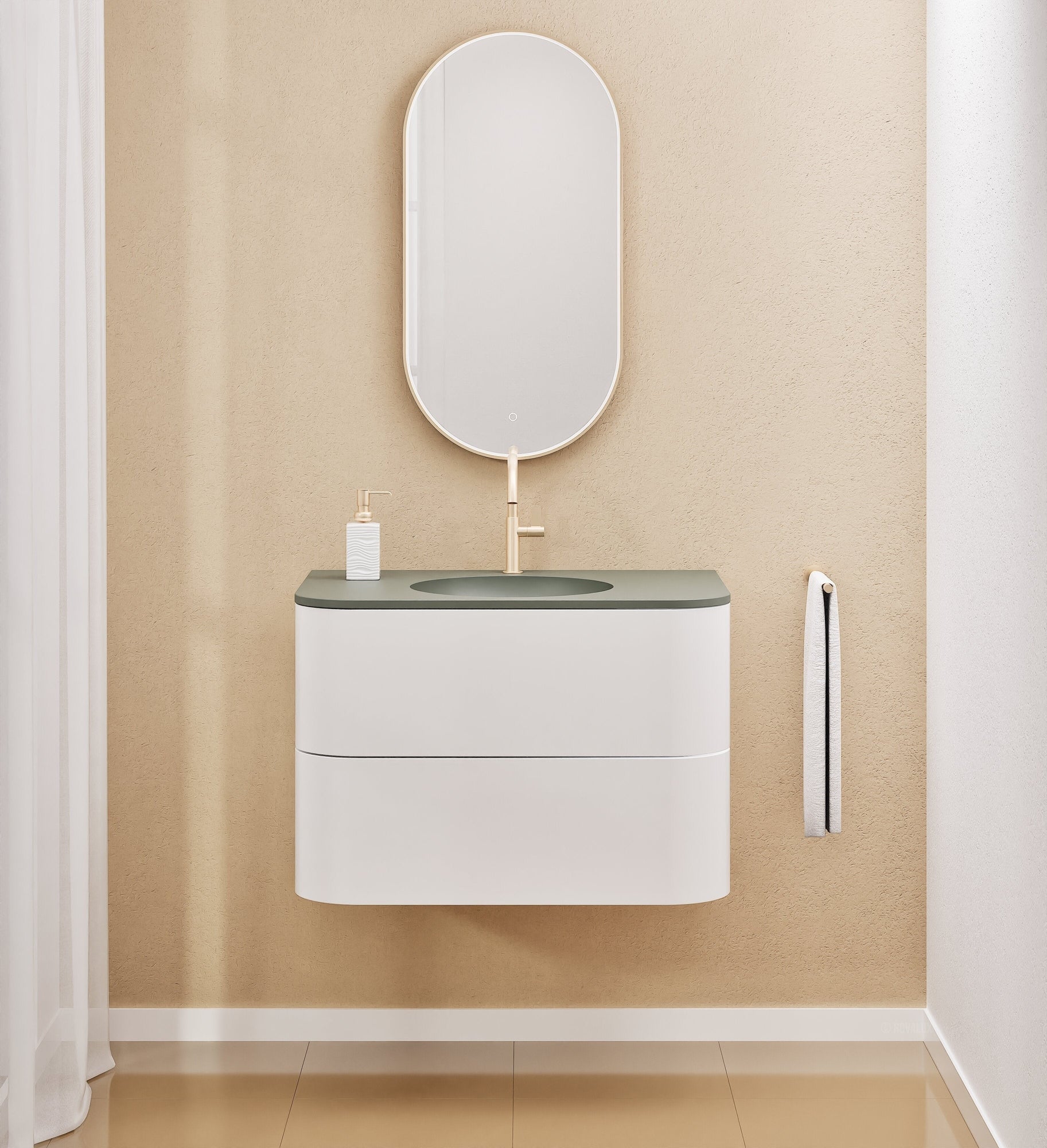 Serenia Flow Single Set - Corian® Sink & Countertop with 2 Drawers - ROVALUX