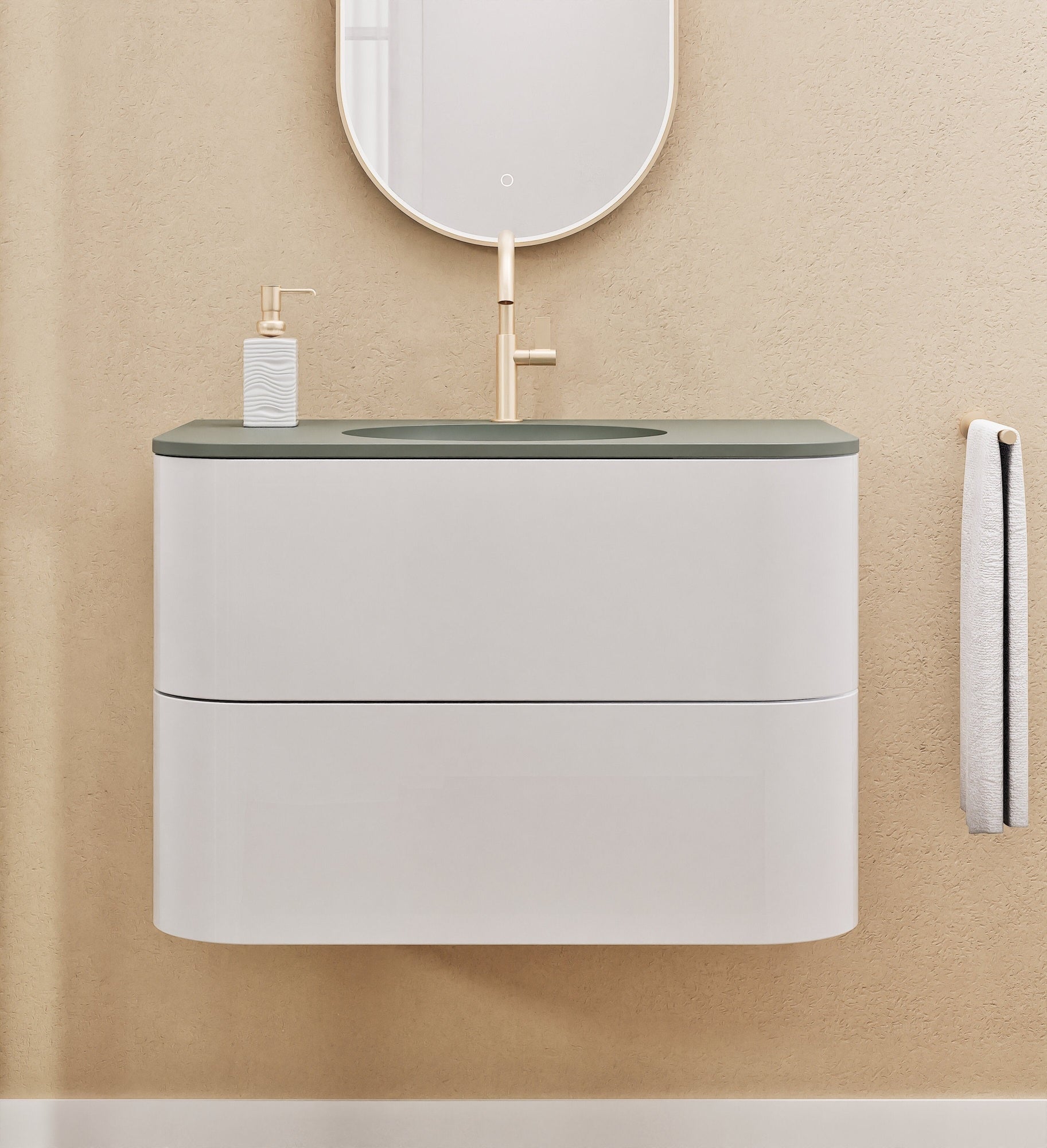 Serenia Flow Single Set - Corian® Sink & Countertop with 2 Drawers - ROVALUX