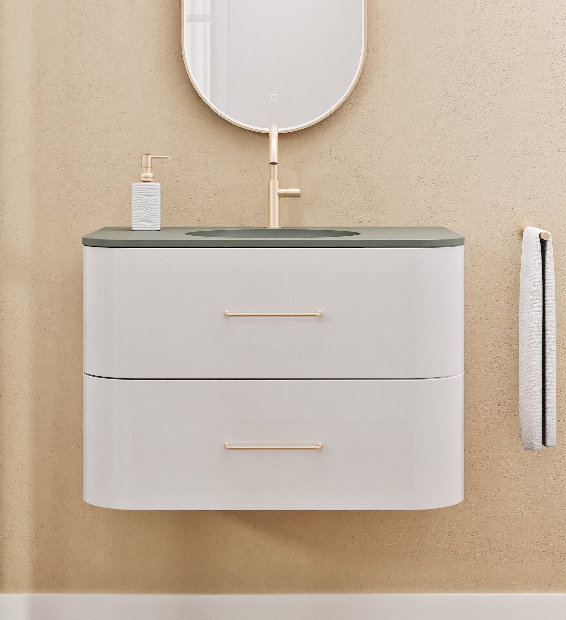 Serenia Flow Single Set - Corian® Sink & Countertop with 2 Drawers - ROVALUX