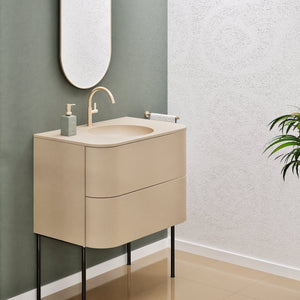 Serenia Flow Single Set with Supporting Legs - Corian® Sink & Countertop with 2 Drawers - ROVALUX
