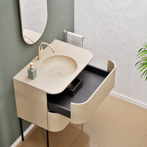 Serenia Flow Single Set with Supporting Legs - Corian® Sink & Countertop with 2 Drawers - ROVALUX