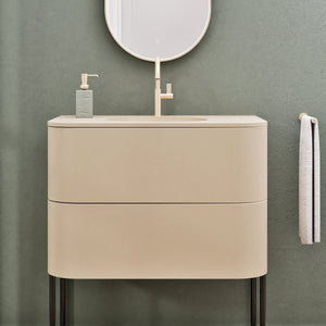 Serenia Flow Single Set with Supporting Legs - Corian® Sink & Countertop with 2 Drawers - ROVALUX