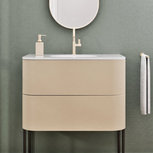 Serenia Flow Single Set with Supporting Legs - Corian® Sink & Countertop with 2 Drawers - ROVALUX