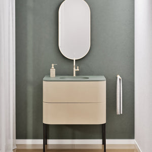 Serenia Flow Single Set with Supporting Legs - Corian® Sink & Countertop with 2 Drawers - ROVALUX