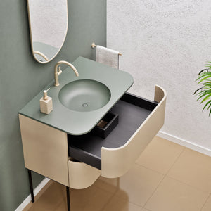 Serenia Flow Single Set with Supporting Legs - Corian® Sink & Countertop with 2 Drawers - ROVALUX